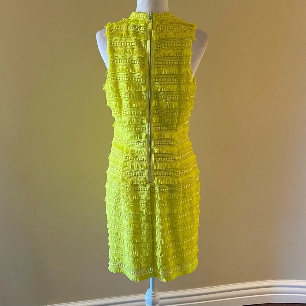 J.Crew Citrus Neon Yellow Fringe Sleeveless Sheath Dress
